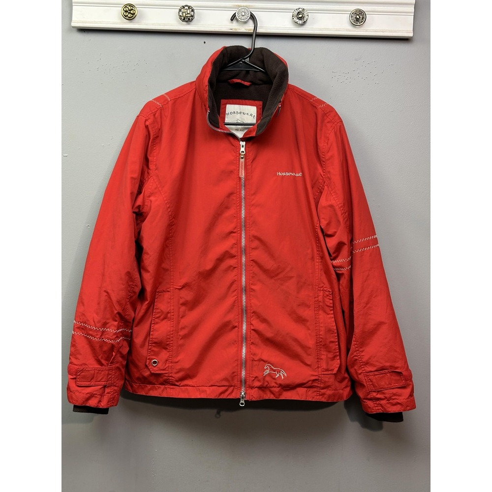 Horseware Ireland Jacket Womens Large Red Fleece Lined Zip Front‎ Equestrian